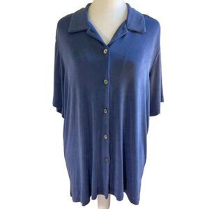 Chico's Travelers Top Slinky Button Down Collared SS Periwinkle Size 3 (16-18)